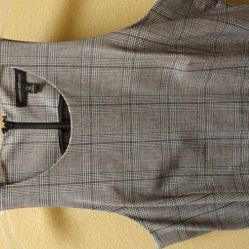 Banana Republic Plaid Bi-Stretch Racer-Neck Sheath Dress